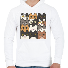 PRINTFASHION Cicák - Férfi kapucnis pulóver - Fehér férfi pulóver, kardigán