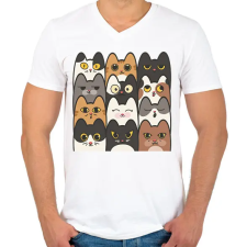 PRINTFASHION Cicák - Férfi V-nyakú póló - Fehér férfi póló