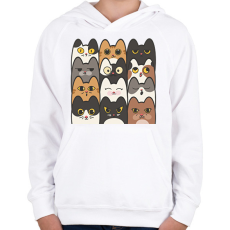 PRINTFASHION Cicák - Gyerek kapucnis pulóver - Fehér