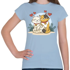 PRINTFASHION Cicák párban - Női póló - Világoskék női póló