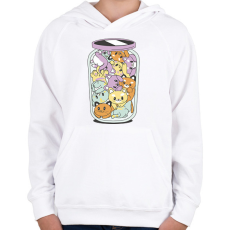 PRINTFASHION Cicák üvegben - Gyerek kapucnis pulóver - Fehér