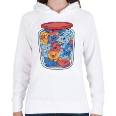 PRINTFASHION Cicák üvegben - Női kapucnis pulóver - Fehér