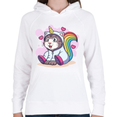 PRINTFASHION Cicakornis - Női kapucnis pulóver - Fehér