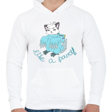 PRINTFASHION Cicapapagáj - Férfi kapucnis pulóver - Fehér férfi pulóver, kardigán
