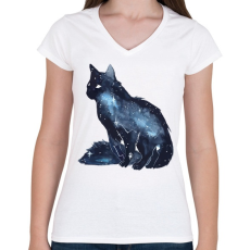PRINTFASHION Cicás csillagkép - Női V-nyakú póló - Fehér