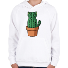 PRINTFASHION Cicás kaktusz - Gyerek kapucnis pulóver - Fehér gyerek pulóver, kardigán