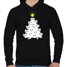 PRINTFASHION Cicás Karácsonyfa - Férfi kapucnis pulóver - Fekete férfi pulóver, kardigán