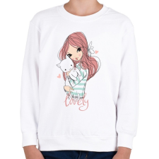 PRINTFASHION Cicás lány - Gyerek pulóver - Fehér gyerek pulóver, kardigán