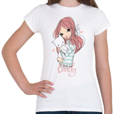 PRINTFASHION Cicás lány - Női póló - Fehér női póló