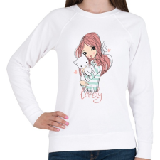 PRINTFASHION Cicás lány - Női pulóver - Fehér női pulóver, kardigán