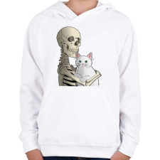 PRINTFASHION Cicás leszek amíg élek (fehér cicával) - Gyerek kapucnis pulóver - Fehér gyerek pulóver, kardigán