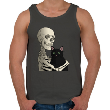 PRINTFASHION Cicás leszek amíg élek (fekete cicával) - Férfi atléta - Sötétszürke atléta, trikó