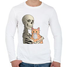 PRINTFASHION Cicás leszek amíg élek (vörös cicával) - Férfi hosszú ujjú póló - Fehér