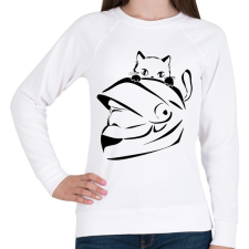 PRINTFASHION cicás - Női pulóver - Fehér női pulóver, kardigán