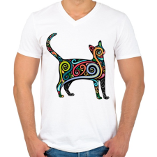 PRINTFASHION Cicás póló - Férfi V-nyakú póló - Fehér férfi póló