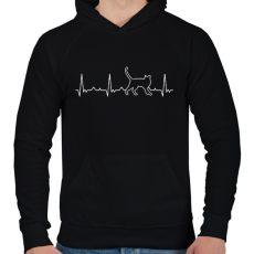 PRINTFASHION Cicás szívritmus - Férfi kapucnis pulóver - Fekete