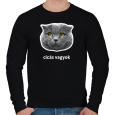 PRINTFASHION cicás vagyok - Férfi pulóver - Fekete