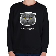 PRINTFASHION cicás vagyok - Gyerek pulóver - Fekete gyerek pulóver, kardigán