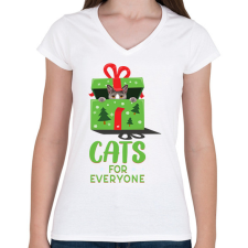 PRINTFASHION Cicát mindenkinek - Női V-nyakú póló - Fehér női póló