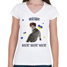 PRINTFASHION Cicc-cicc - Ukraine - Női V-nyakú póló - Fehér