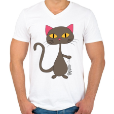 PRINTFASHION Cicmic, a nagy vadász - Férfi V-nyakú póló - Fehér férfi póló