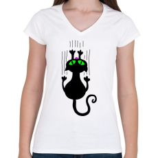 PRINTFASHION Cicmic, aki hazavár - Női V-nyakú póló - Fehér