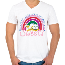 PRINTFASHION Cicus - Férfi V-nyakú póló - Fehér férfi póló