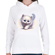PRINTFASHION Cicus - Női kapucnis pulóver - Fehér