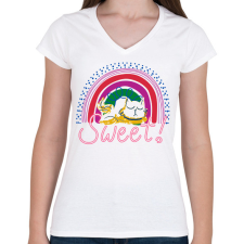 PRINTFASHION Cicus - Női V-nyakú póló - Fehér női póló