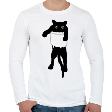 PRINTFASHION Cicus zsebben  - Férfi hosszú ujjú póló - Fehér férfi póló