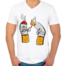 PRINTFASHION Cigaretta pár - Férfi V-nyakú póló - Fehér férfi póló