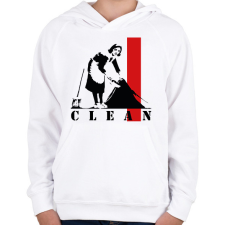 PRINTFASHION Clean - Banksy - Gyerek kapucnis pulóver - Fehér gyerek pulóver, kardigán
