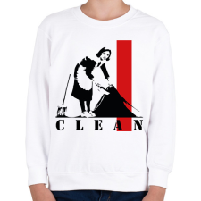 PRINTFASHION Clean - Banksy - Gyerek pulóver - Fehér gyerek pulóver, kardigán