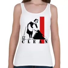 PRINTFASHION Clean - Banksy - Női atléta - Fehér női trikó