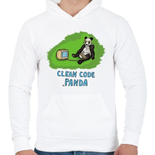 PRINTFASHION clean code panda - Férfi kapucnis pulóver - Fehér férfi pulóver, kardigán
