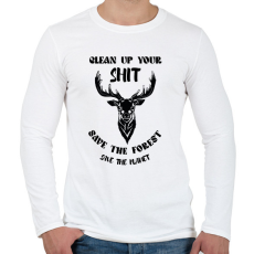 PRINTFASHION Clean up your shit - Természetvédelem - Férfi hosszú ujjú póló - Fehér