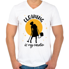 PRINTFASHION Cleaning is my cardio - Férfi V-nyakú póló - Fehér férfi póló