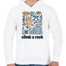 PRINTFASHION Climb a rock - Férfi kapucnis pulóver - Fehér