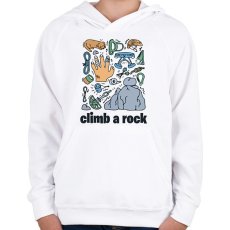 PRINTFASHION Climb a rock - Gyerek kapucnis pulóver - Fehér