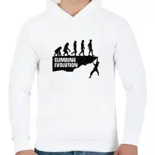 PRINTFASHION Climbing Evolution - Férfi kapucnis pulóver - Fehér férfi pulóver, kardigán