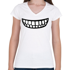PRINTFASHION Clipart Smile - Női V-nyakú póló - Fehér női póló
