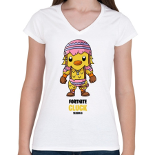 PRINTFASHION Cluck - Fortnite Season 6 - Női V-nyakú póló - Fehér női póló