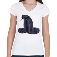 PRINTFASHION cobra-6369762 - Női V-nyakú póló - Fehér