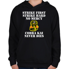 PRINTFASHION Cobra Kai never dies - Gyerek kapucnis pulóver - Fekete gyerek pulóver, kardigán