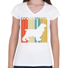 PRINTFASHION Cocker Spaniel - Női V-nyakú póló - Fehér