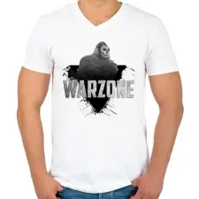 PRINTFASHION COD: Warzone - Férfi V-nyakú póló - Fehér férfi póló