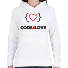 PRINTFASHION CODE4LOVE - Női kapucnis pulóver - Fehér női pulóver, kardigán