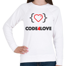 PRINTFASHION CODE4LOVE - Női pulóver - Fehér női pulóver, kardigán