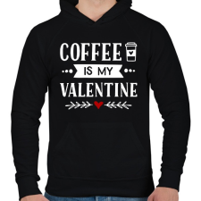 PRINTFASHION Coffe is my valentine - Férfi kapucnis pulóver - Fekete férfi pulóver, kardigán
