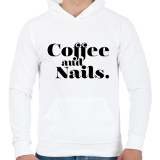 PRINTFASHION Coffee and Nails - Kávé és körmök - Férfi kapucnis pulóver - Fehér